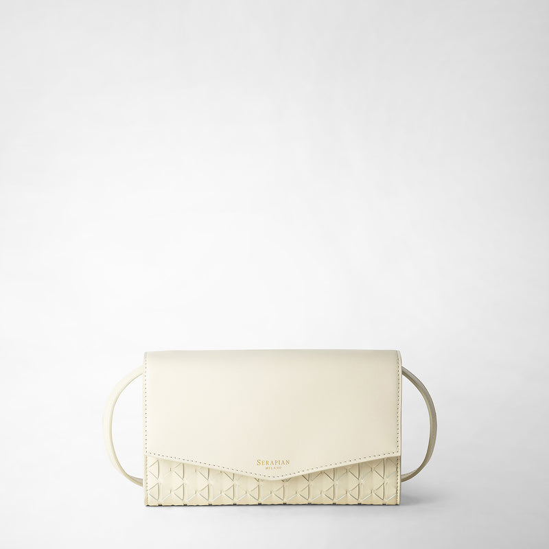 Serapian Clutch con tracolla in mosaico panna Vendita