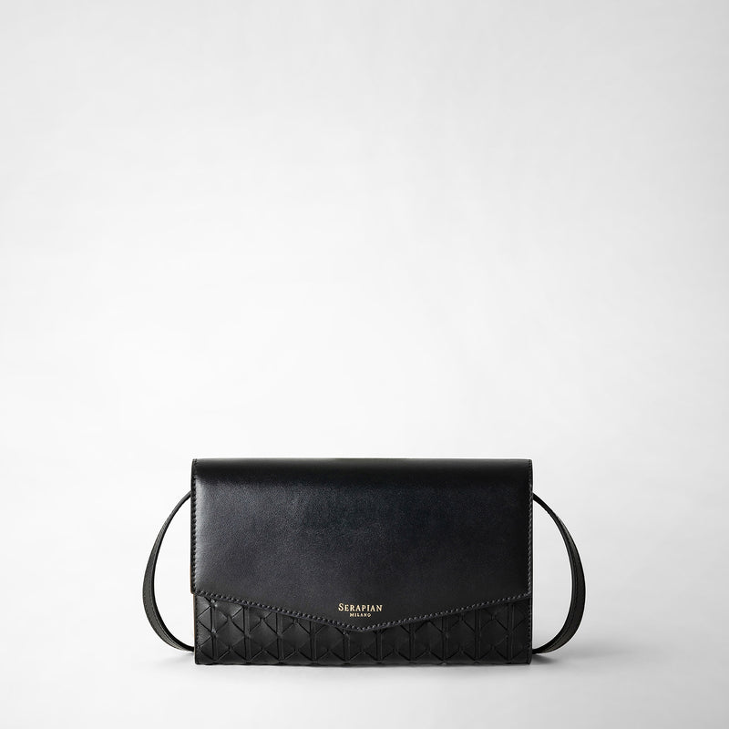 Serapian Clutch con tracolla in mosaico nero Pezzi Unici