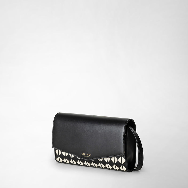 Serapian Clutch con tracolla in mosaico nero-panna Soddisfazione Garantita