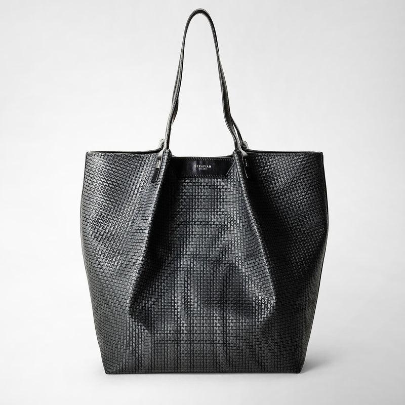 Serapian Vertical secret tote bag in stepan asfalto-nero Promozione Limitata