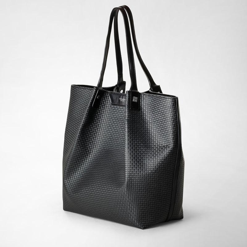Serapian Vertical secret tote bag in stepan asfalto-nero Promozione Limitata