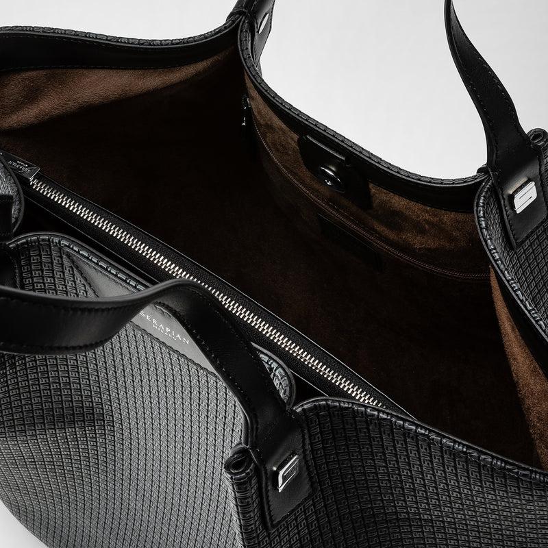 Serapian Vertical secret tote bag in stepan asfalto-nero Promozione Limitata