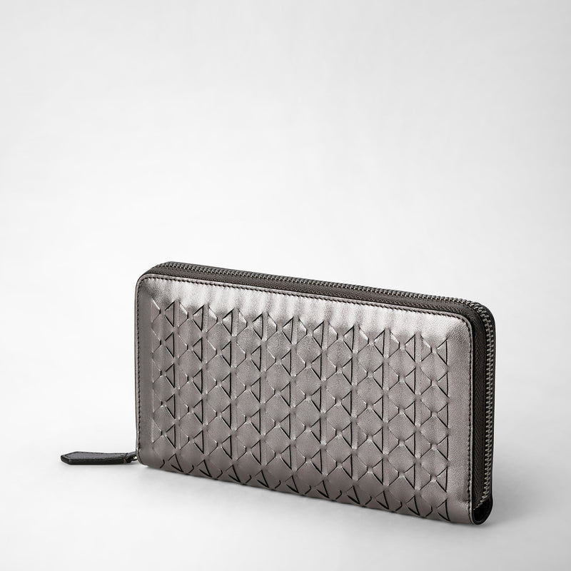 Serapian Zip-around wallet in mosaico ruthenium Vendita Economica