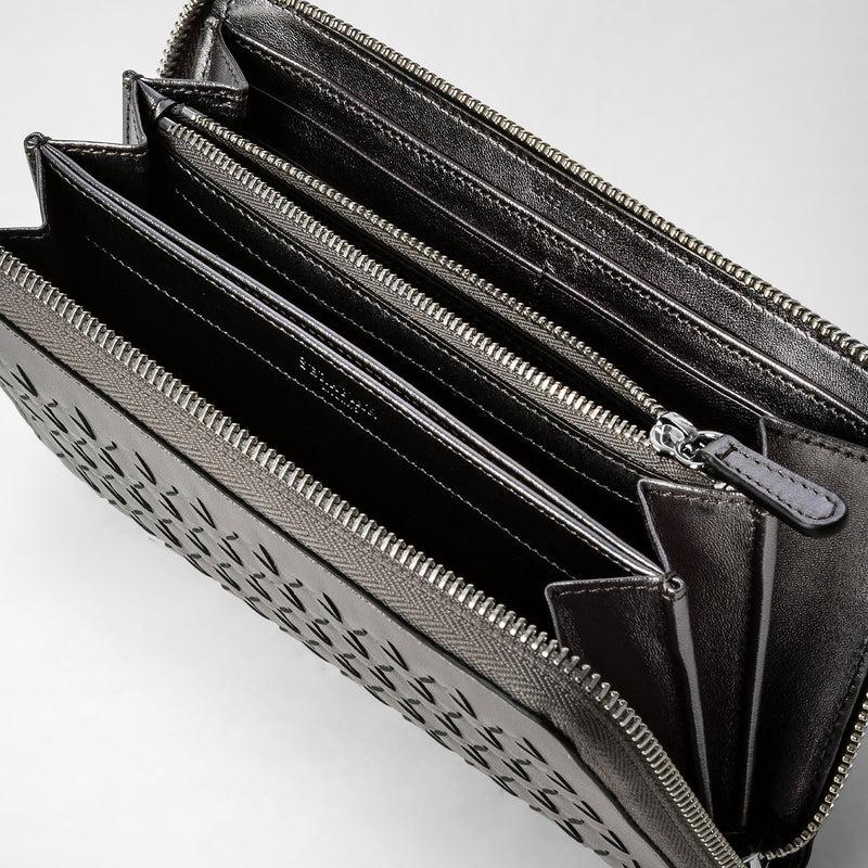 Serapian Zip-around wallet in mosaico ruthenium Vendita Economica