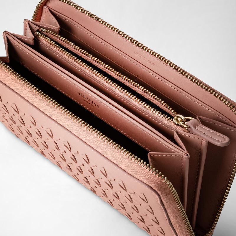 Serapian Portafoglio con zip in mosaico blush Negozio