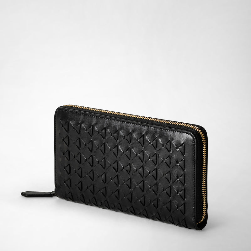 Serapian Portafoglio con zip in mosaico nero In Saldo