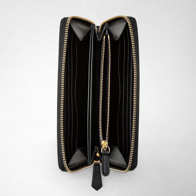 Serapian Portafoglio con zip in mosaico nero In Saldo