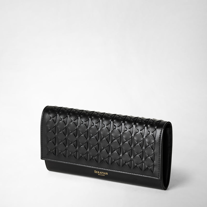 Serapian Portafoglio continental in mosaico nero Moda
