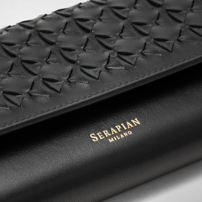 Serapian Portafoglio continental in mosaico nero Moda