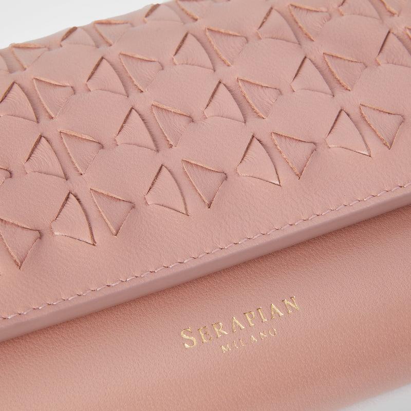 Serapian Portafoglio continental in mosaico blush 2025