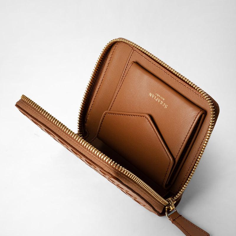 Serapian Mini zip wallet in mosaico tan Spedizione Gratuita