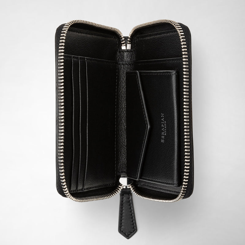 Serapian Portafoglio mini con zip in mosaico nero-panna Negozi Online