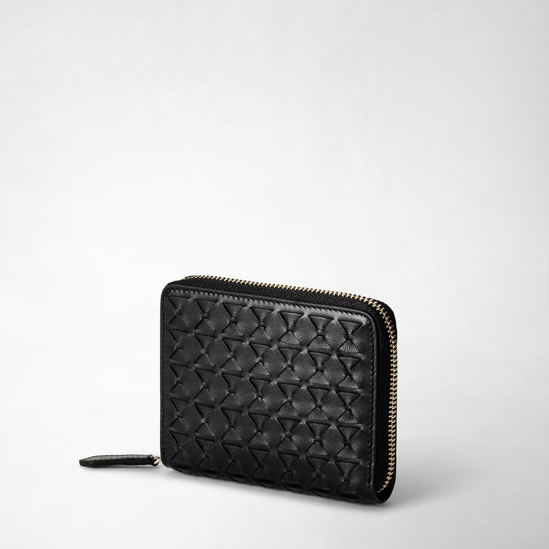 Serapian Portafoglio mini con zip in mosaico nero Acquista Ora