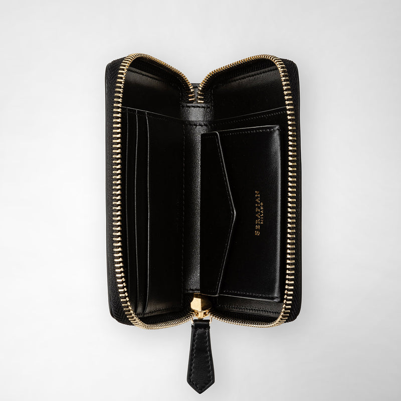 Serapian Portafoglio mini con zip in mosaico nero Acquista Ora