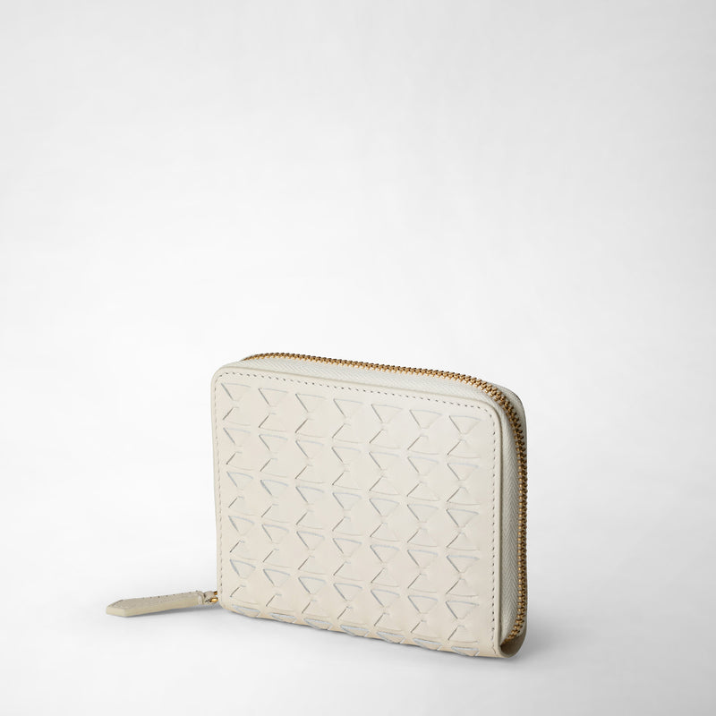 Serapian Portafoglio mini con zip in mosaico panna Promozione Limitata