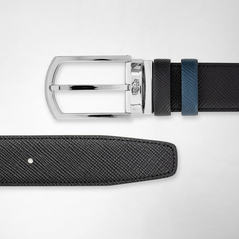 Serapian Cintura reversibile in pelle evoluzione nero-blu Economico