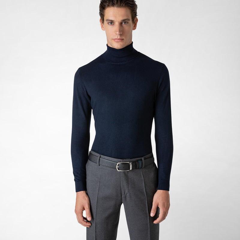 Serapian Cintura reversibile in pelle evoluzione nero-blu Economico
