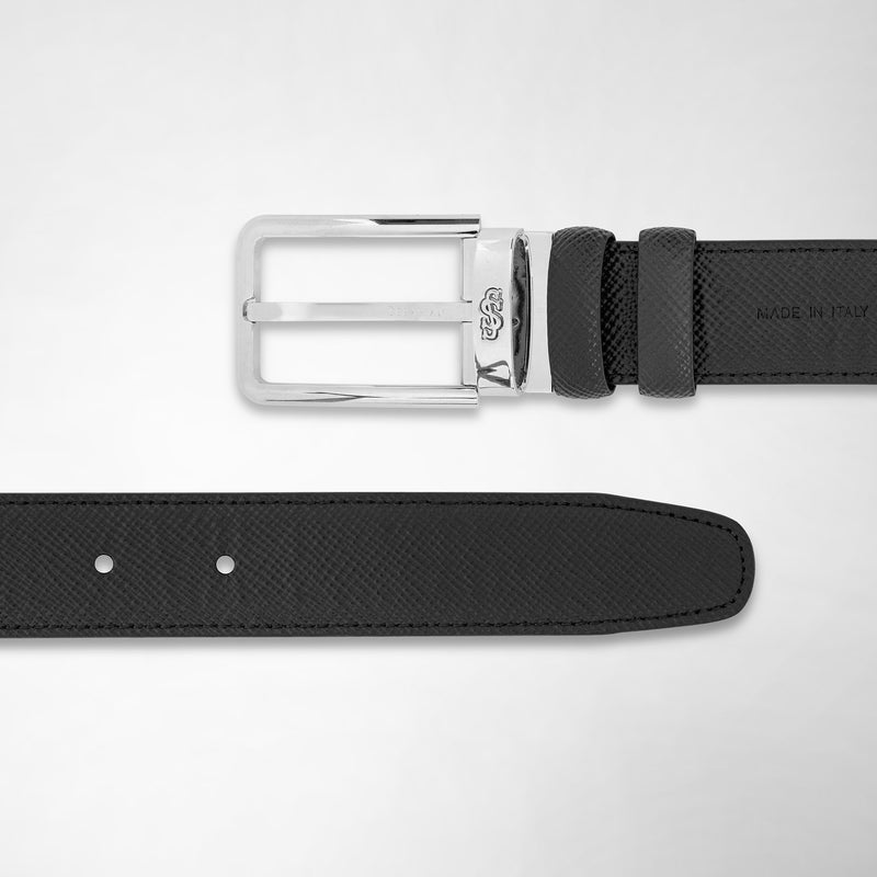 Serapian Reversible belt in evoluzione leather black navy blue Online