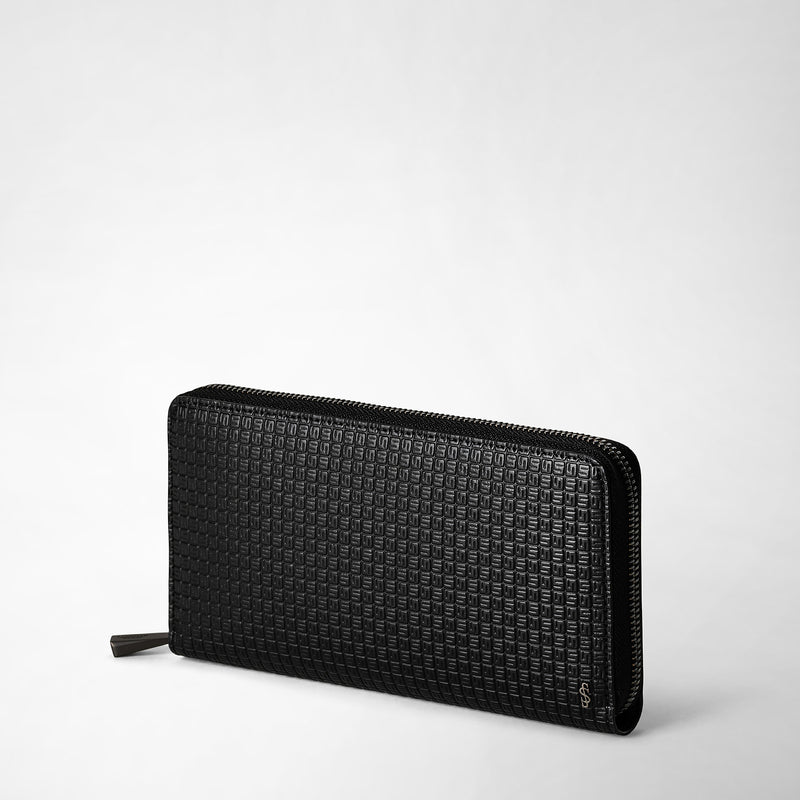 Serapian Portafoglio con zip in stepan nero-nero eclissi Outlet