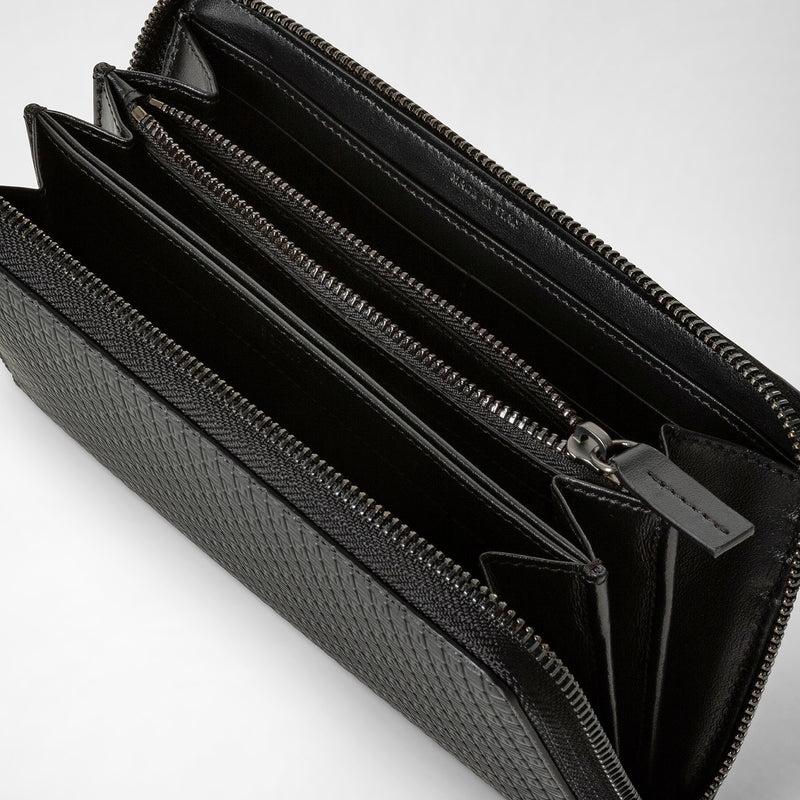Serapian Portafoglio con zip in stepan nero-nero eclissi Outlet