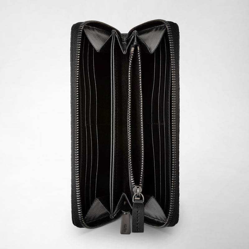 Serapian Portafoglio con zip in stepan nero-nero eclissi Outlet