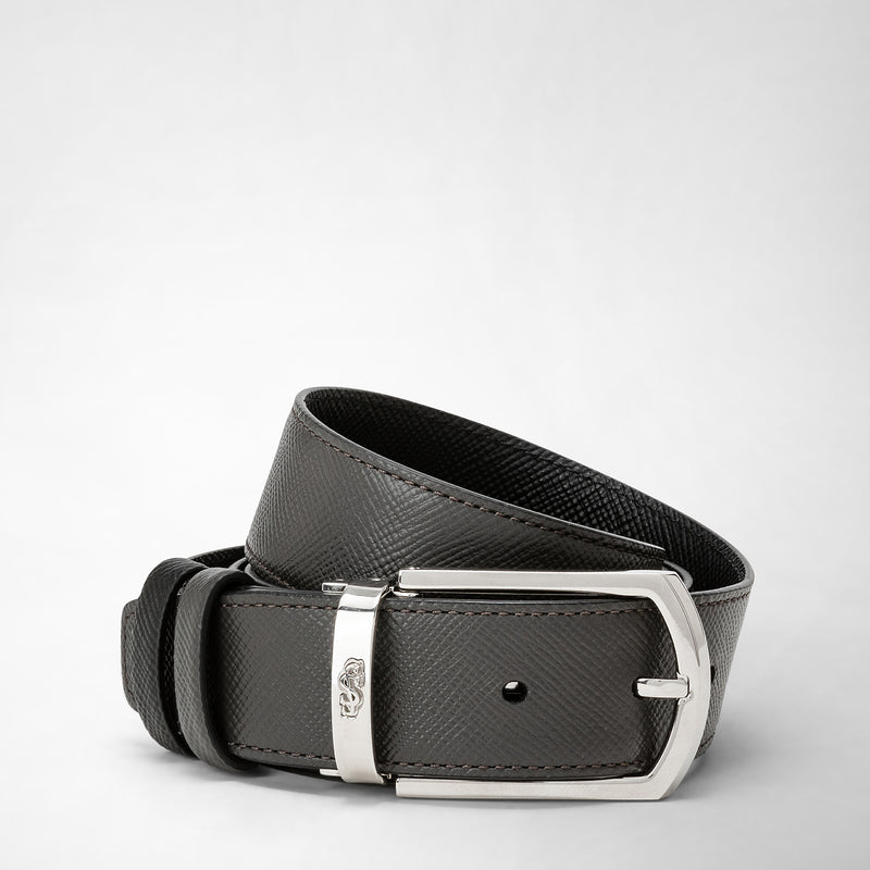 Serapian Cintura reversibile pelle evoluzione antracite-nero In Vendita