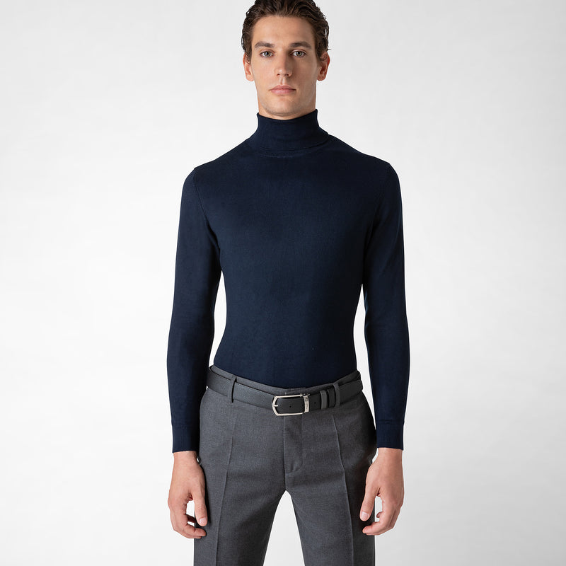Serapian Cintura reversibile pelle evoluzione antracite-nero In Vendita