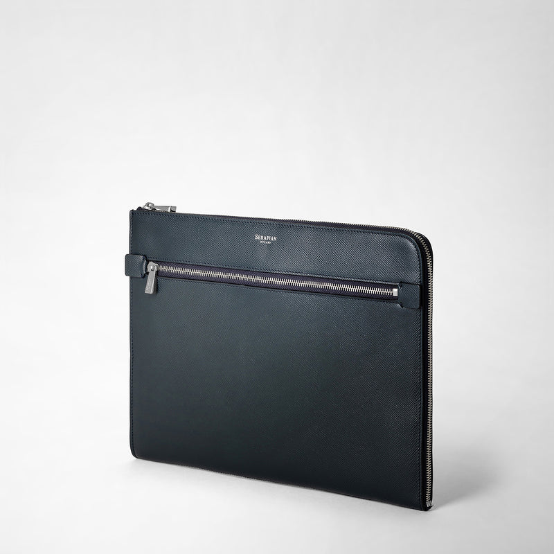 Serapian Portadocumenti in pelle evoluzione blu navy Vendita Economica