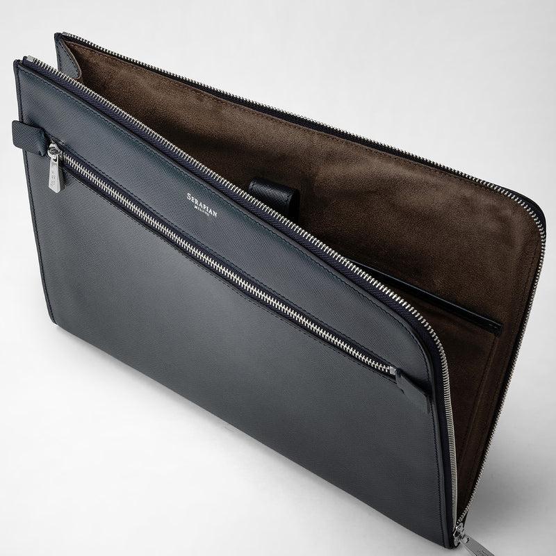 Serapian Portadocumenti in pelle evoluzione blu navy Vendita Economica