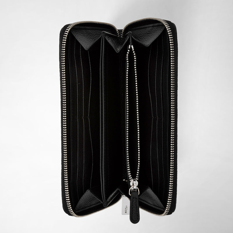 Serapian Portafoglio con zip in pelle rugiada nero Moda