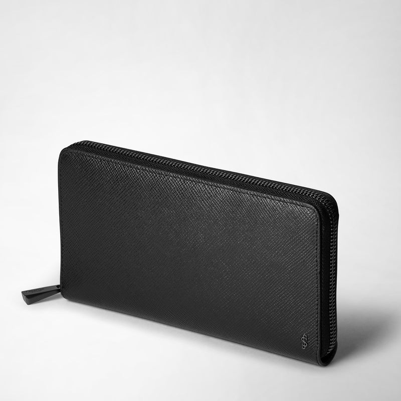 Serapian Zip-around wallet in evoluzione leather eclipse black Soddisfazione Garantita