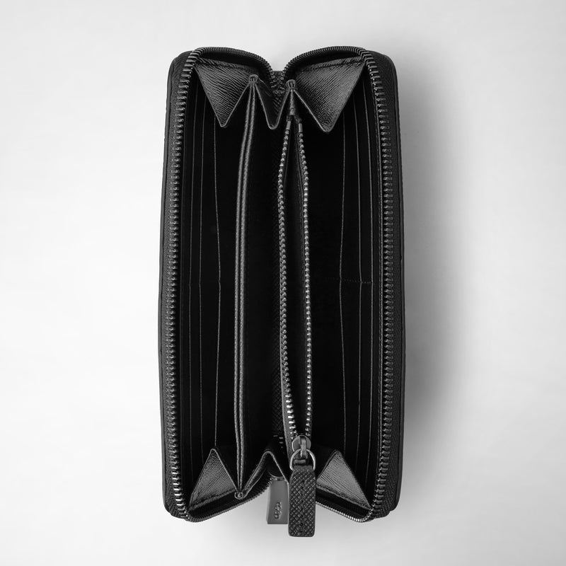 Serapian Zip-around wallet in evoluzione leather eclipse black Soddisfazione Garantita