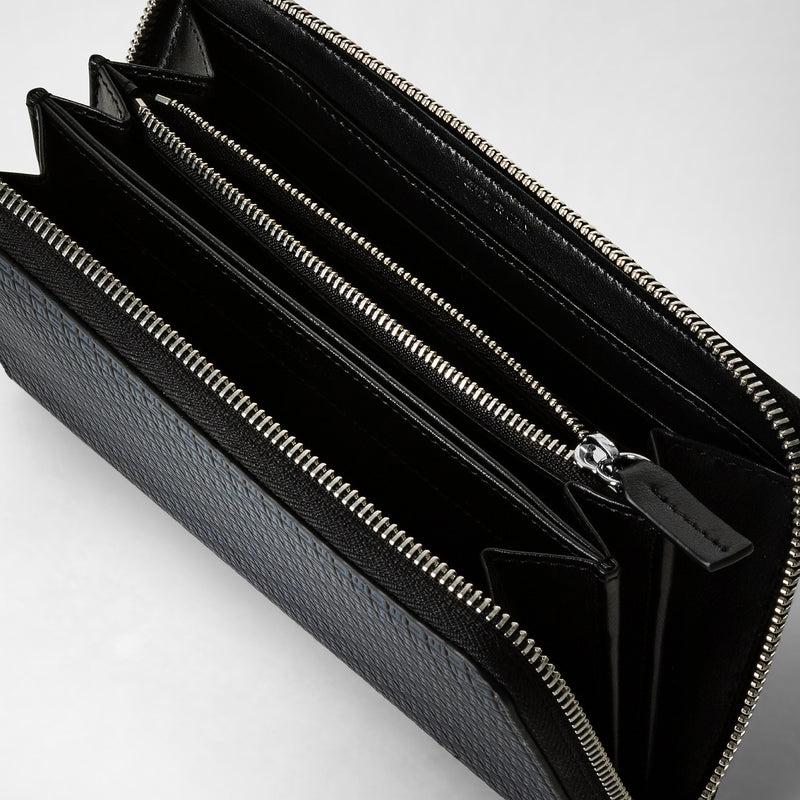 Serapian Portafoglio con zip in stepan blu oceano-nero Fino Al -60%