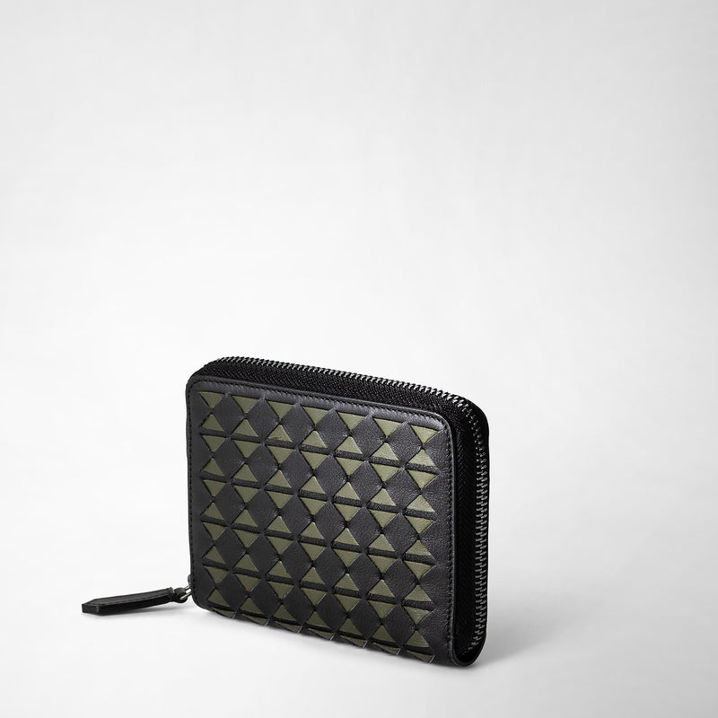 Serapian Mini zip wallet in mosaico eclipse black moss green Affare Del Giorno