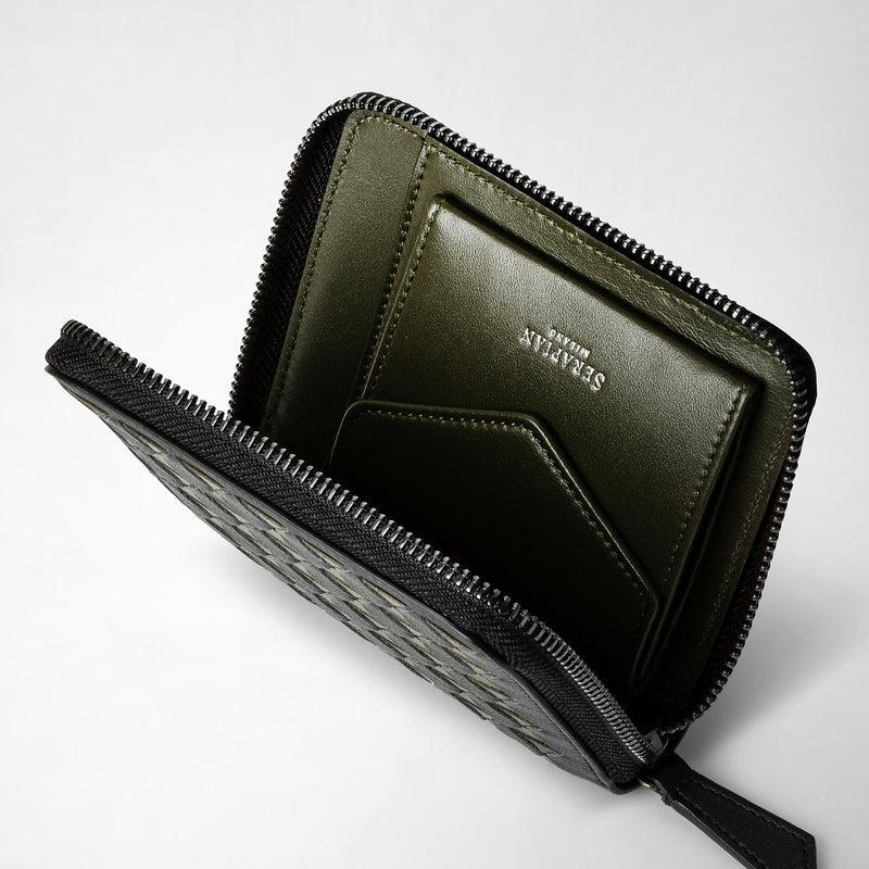 Serapian Mini zip wallet in mosaico eclipse black moss green Affare Del Giorno