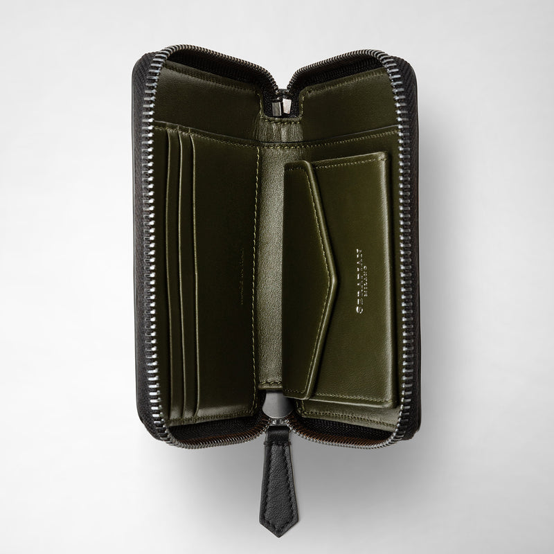 Serapian Mini zip wallet in mosaico eclipse black moss green Affare Del Giorno