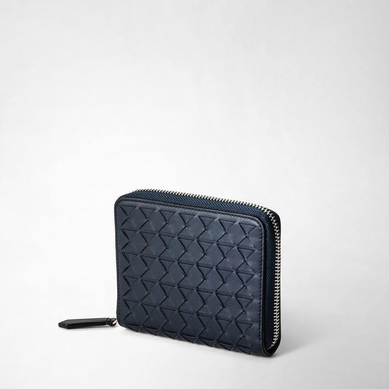 Serapian Mini zip wallet in mosaico navy blue Prezzo Ridotto