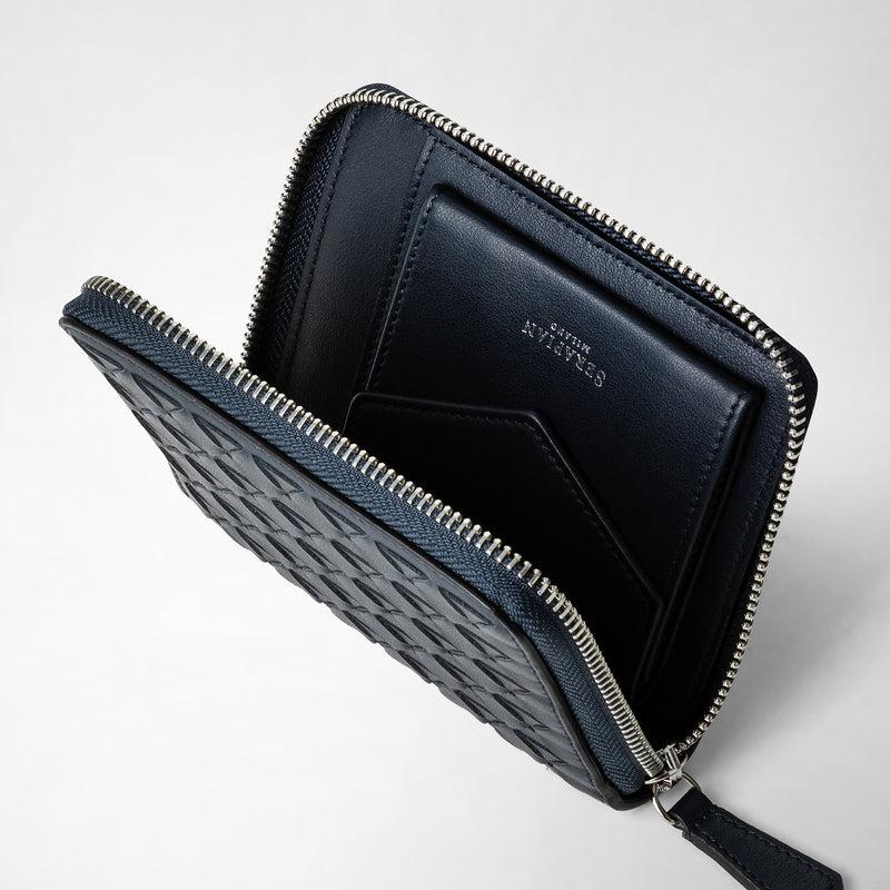 Serapian Mini zip wallet in mosaico navy blue Prezzo Ridotto