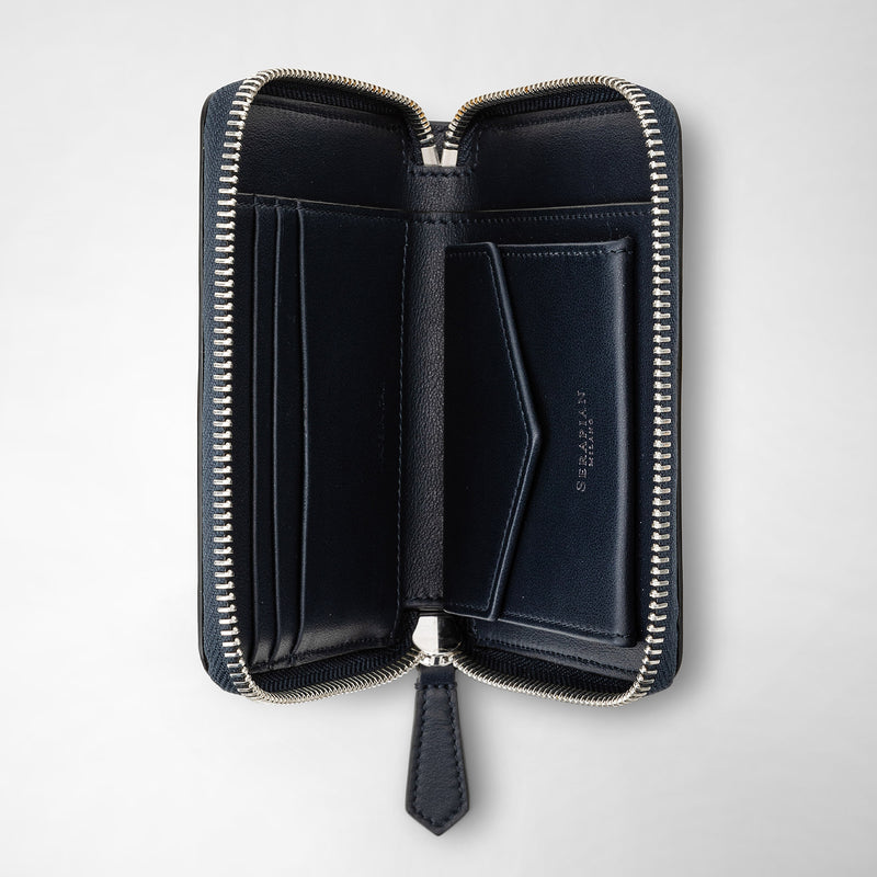 Serapian Mini zip wallet in mosaico navy blue Prezzo Ridotto