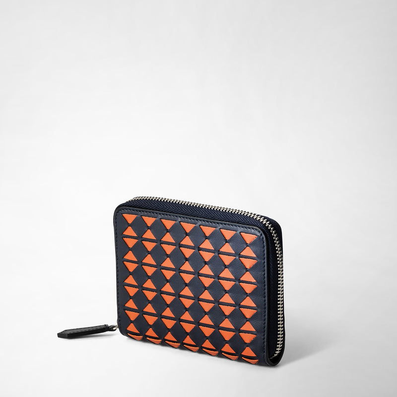 Serapian Mini zip wallet in mosaico navy blue orange Convenienza