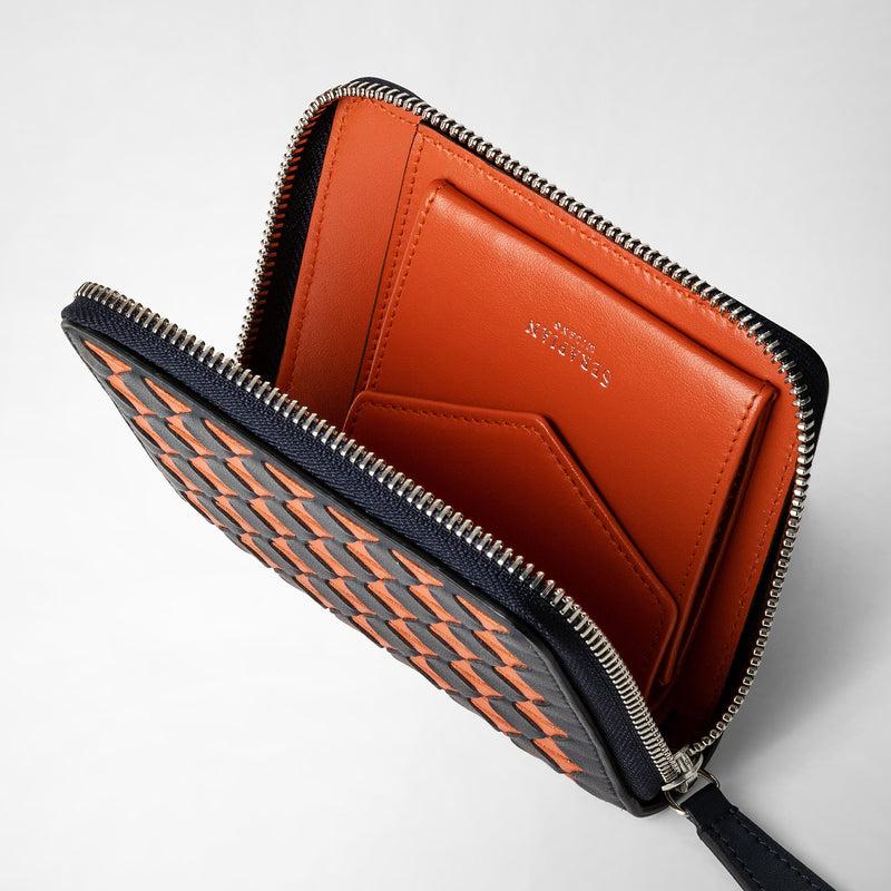 Serapian Mini zip wallet in mosaico navy blue orange Convenienza