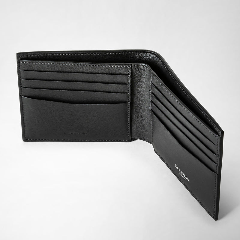 Serapian 8-card billfold in mosaico black Presa