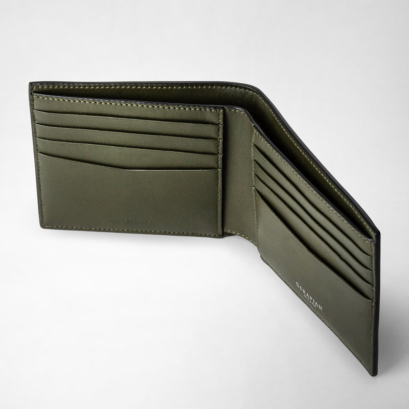 Serapian 8-card billfold in mosaico black and moss green Sconto