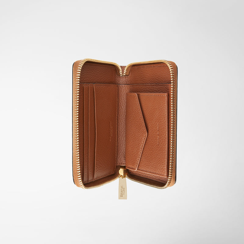 Serapian Portafoglio mini con zip in pelle rugiada cuoio Online