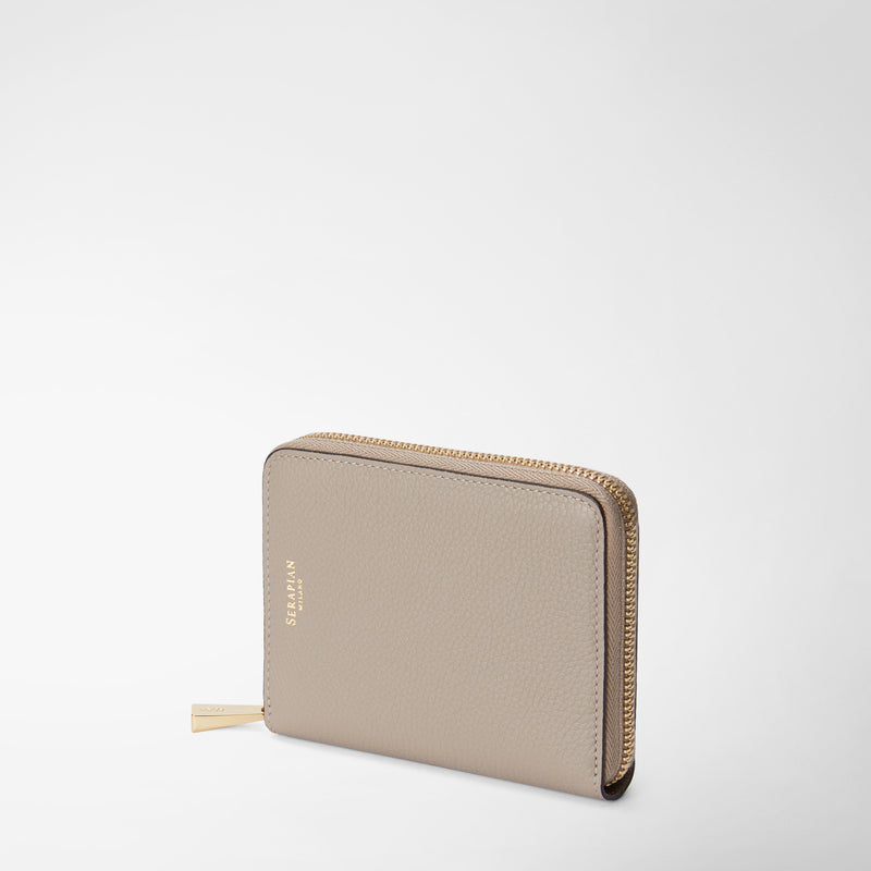 Serapian Portafoglio mini con zip in pelle rugiada sahara Outlet