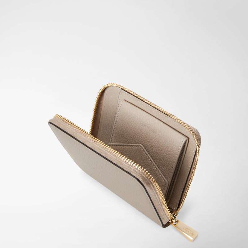 Serapian Portafoglio mini con zip in pelle rugiada sahara Outlet