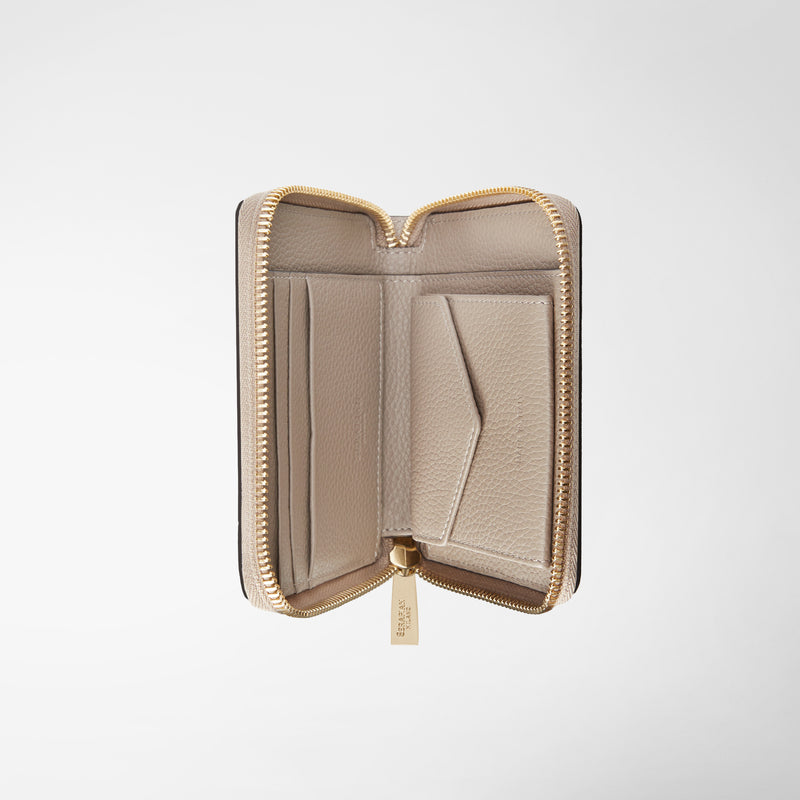 Serapian Portafoglio mini con zip in pelle rugiada sahara Outlet