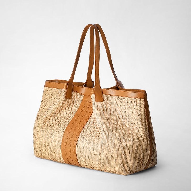 Serapian TOTE BAG SECRET IN RAFIA E PELLE SETA Vendita Economica