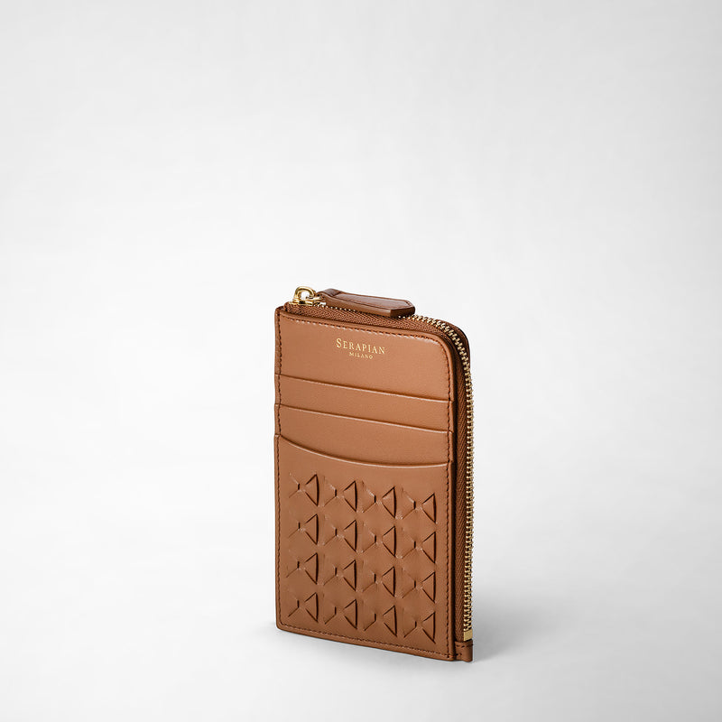 Serapian Zip card case in mosaico tan I Più Venduti