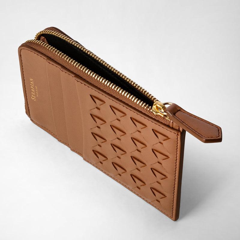 Serapian Zip card case in mosaico tan I Più Venduti
